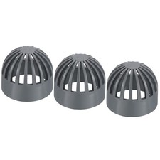 3Pcs 63mm ID Atrium Grate Cover Round Outdoor UPVC Sewer Drain Pipe Fitting Gray