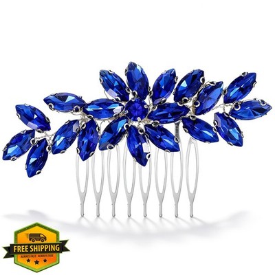 Ymapinc Blue Rhinestone Hair Comb Crystal Wedding Side Piece