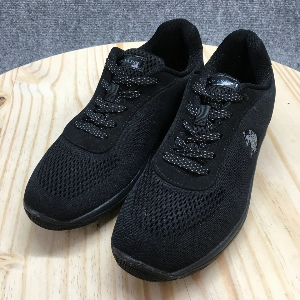 US POLO ASSN Zapatos Mujer 11 M Monte Deportivos Parte Superior Baja Tenis Tela Negra Con Cordones Foto 3 de 4