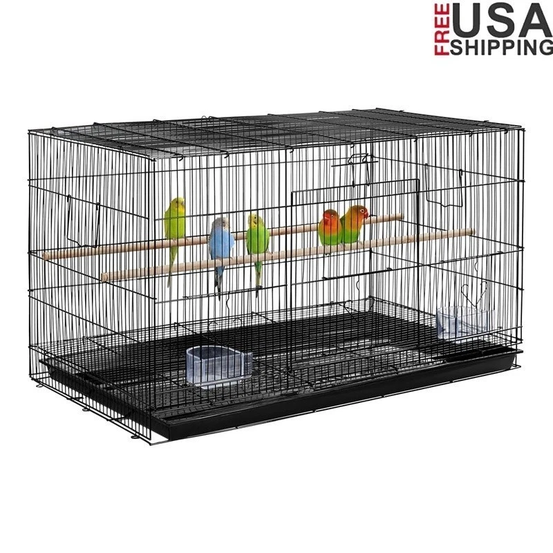 Spacious Bird Cage W/ Slide-Out Tray Wood Perches Safety Design Easy Clean New