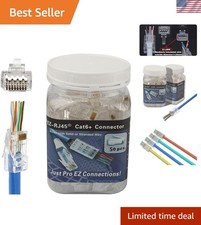 RJ45 Cat6A Cat6 Pass through Connectors 50Pack 23AWG End Bold Ethernet 8P8C Gold