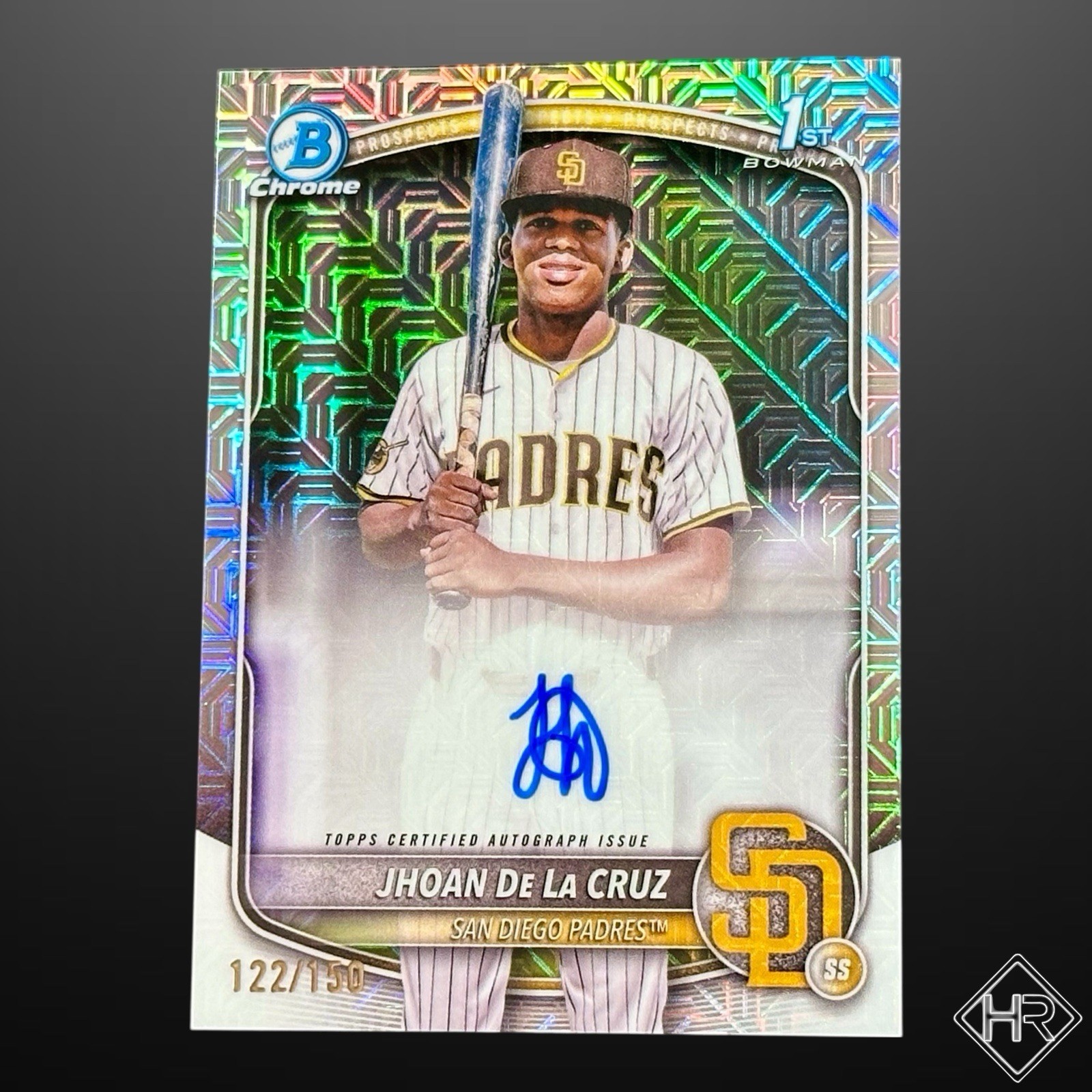 2025 Bowman Chrome Jhoan De La Cruz 1st Bowman HTA Choice Auto /150 Padres