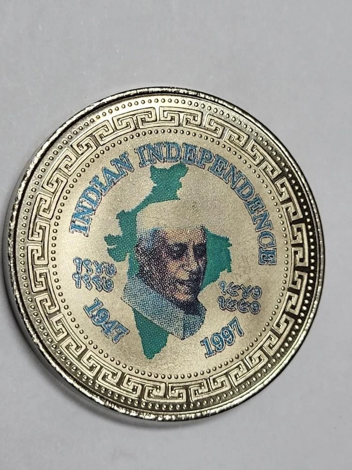 1997 $1 One Dollar 50th Indian Independence Coin Jawaharlal Nehru - Image 3 of 4