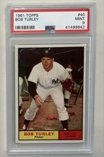 1961 Topps PSA 9 MINT Bob Turley #40 New York Yankees
