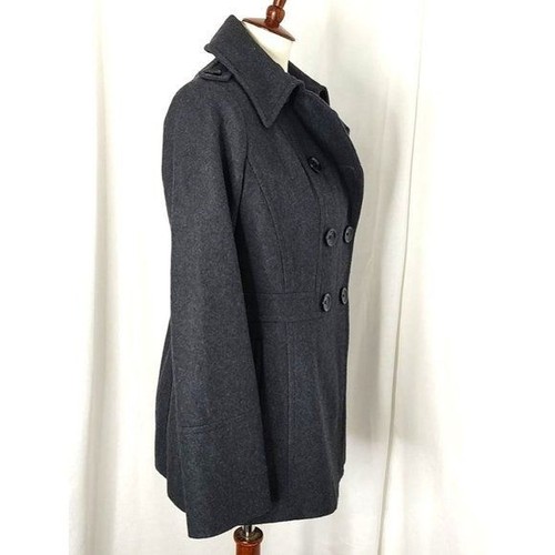Michael Kors Coat Jacket Wool S Charcoal Gray Pea Coat Military Double Breasted - Picture 4 of 11