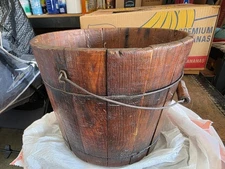 Primative Antique  Wood Bucket