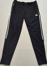 Adidas Prime green Aeroready women's black track pants white strips sz M zip leg