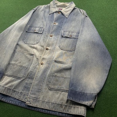 Vintage BIG MAC Chore Jacket Mens 2XL Blue 70S Sun Faded Denim