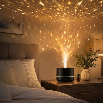 3-in-1 Galaxy Projector Humidifier & Essential Oil Diffuser, 7-Color Rotating...