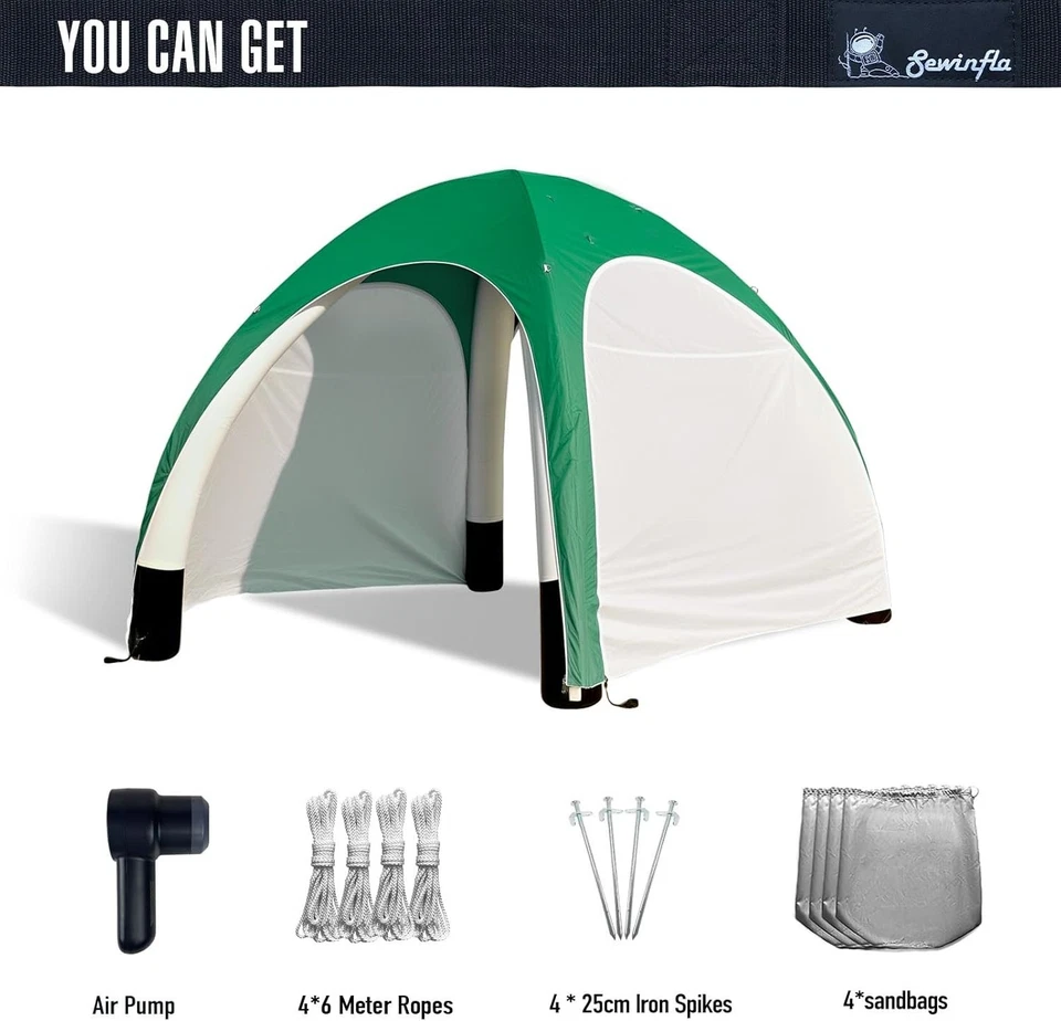 Tienda inflable con dosel de 10x10 pies con bomba de aire Foto 4 de 4