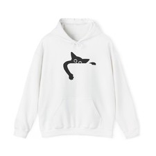 Peeking Cat Hoodie  Minimal Black Cat Silhouette