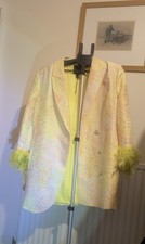 Stunning River Island Coat Dress, with Ostrich Feather Trim, Size 16.