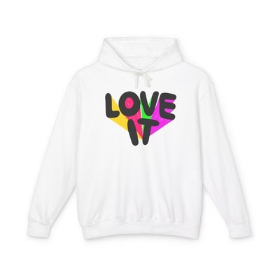Love It graphic Hoodie | Colorful Retro Text Pullover