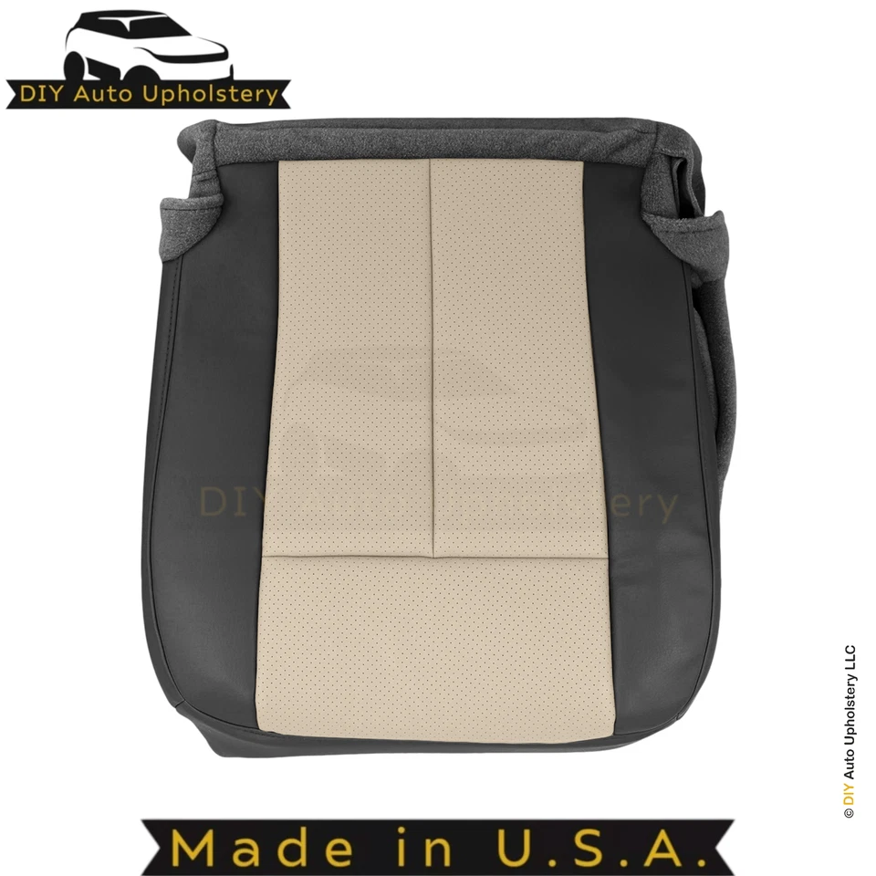 Fundas de asiento delanteras inferiores negras/bronceadas Perf 2007-2010 para Ford Expedition de cuero sintético Foto 4 de 4