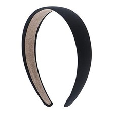 1 Inch Satin Headband, Non-Slip Comfortable Wide Hairband, For Women Black