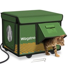 Heated Cat House for Outside, Waterproof Awning  Escape Door Heated Cat Hous...