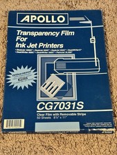 Apollo CG7031S Transparency Film Inkjet 8.5x11 27 Sheets Clear Overhead