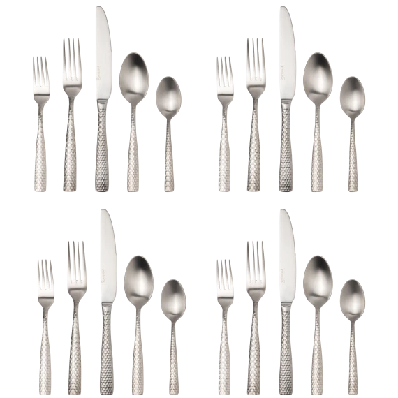 Fortessa Lucca Faceted Brushed 18/10ss 20pc Flatware Set - Image 2 of 4