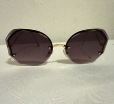 Women s Geometric Sunglasses Gold Metal Frame Gray Gradient Plastic Lenses