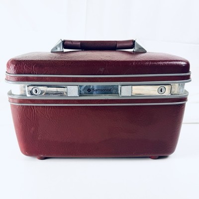 Vintage SAMSONITE PROFILE II Train Case Cosmetic Suitcase Burgundy (NO KEYS)