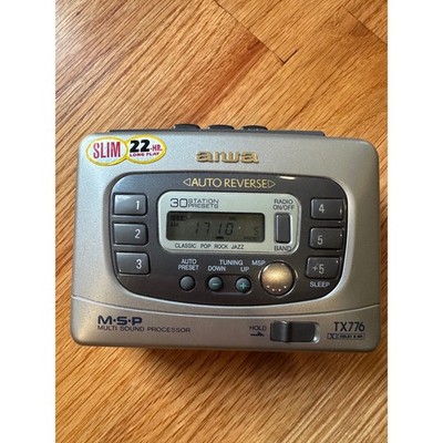 Aiwa TX776 Portable Cassette Player Auto Reverse AM FM Radio Walkman Silver