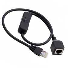 RJ45 Male to Female CAT6 Extension Cable On Off Switch LAN Ethernet Cord 60cm
