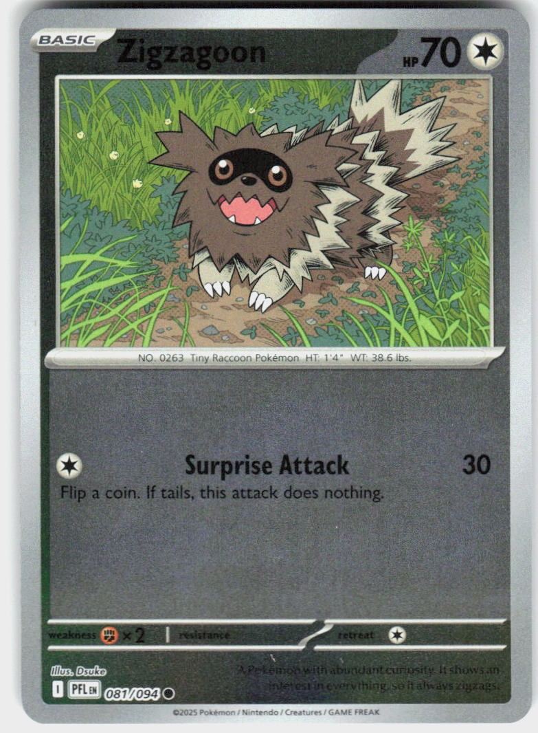 Zigzagoon Common ME02: Phantasmal Flames 081/094 NM