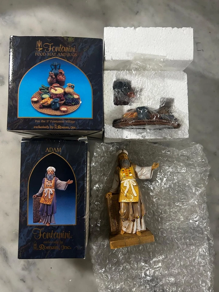 Estera y jarras de comida para belén Fontanini Heirloom 1999 con Adam - ¡Envío rápido! Foto 2 de 2