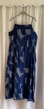 GAP Women’s 14 Blue Maxi Geometric Slip Dress Cotton Country Cottage Square Neck