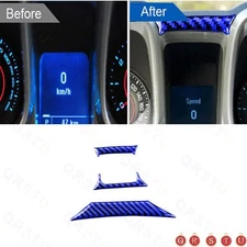 3Pcs Dashboard Frame Panel Trim For Chevrolet Camaro 2010-2015 Blue Carbon Fiber