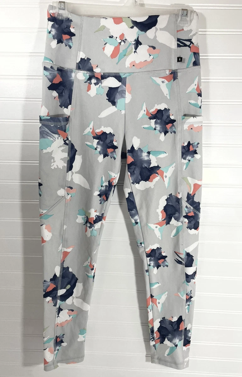 Marika High waist Leggings gray Floral Abstract Print Women Size Medium  Yoga