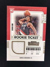 Greg Brown III Rookie Ticket Swatch 2021-22 NBA Contenders #RTS-GBR Blazers RC