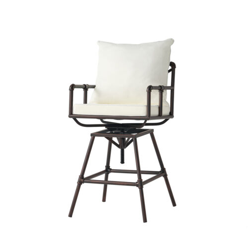 1X Metal Swivel Barstools 26.50"~30.75" Height Patio Outdoor Bar Chairs Cushion - Picture 6 of 12