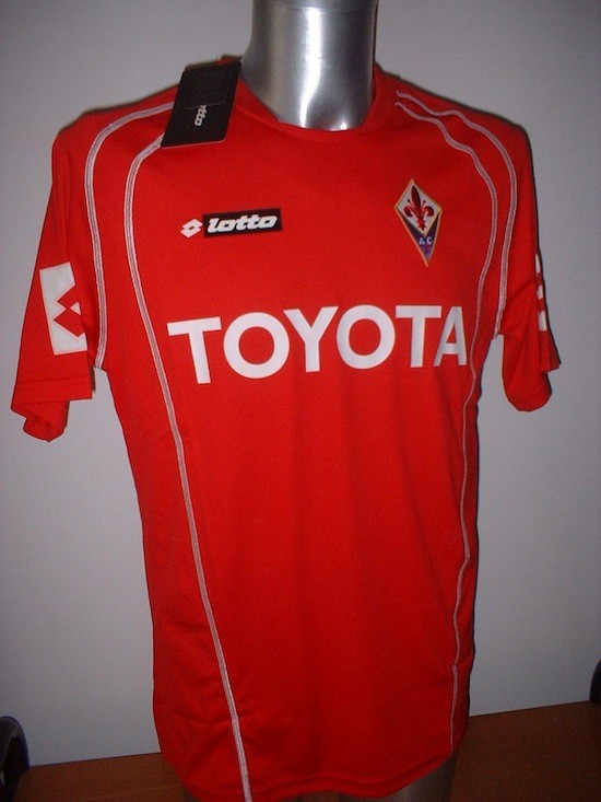 FIORENTINA 2005/6 (XL) 3rd RED ITALY LOTTO S/SLEEVE SOCCER JERSEY