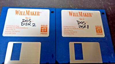 Nolo Press WillMaker Ver 5 for DOS  2 disks  1994