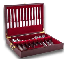 GENRICE Wooden Silverware Chest without Silverware Handle & Felt for 12 Sets