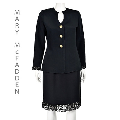 MMF MARY McFADDEN Black Silk Faille Dinner Suit for Neiman Marcus SIZE 6
