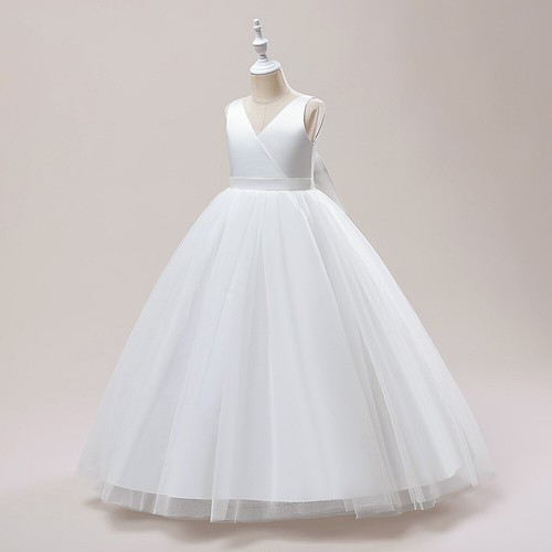 Big Bow Girl Bridesmaids Dress Kid Wedding Party Prom Pageant Princess Ball Gown - Picture 13 of 32