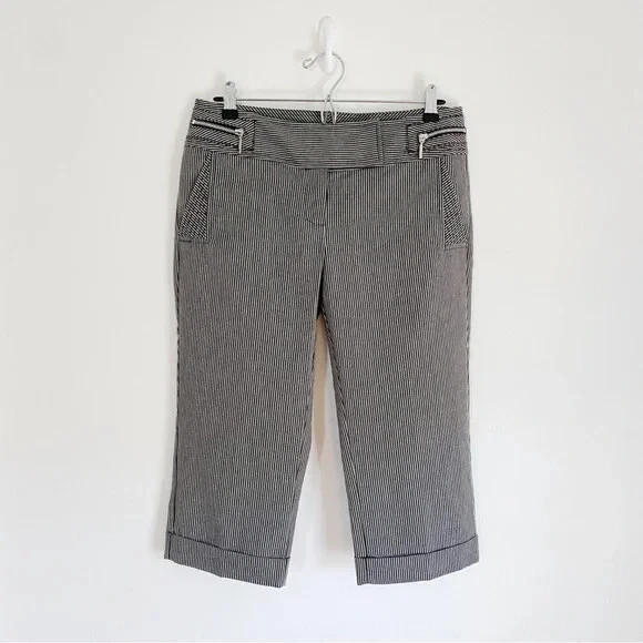 XOXO Vintage Y2K Linen Pinstripe Capri Pants Grey Size 7/8 - Image 4 of 4