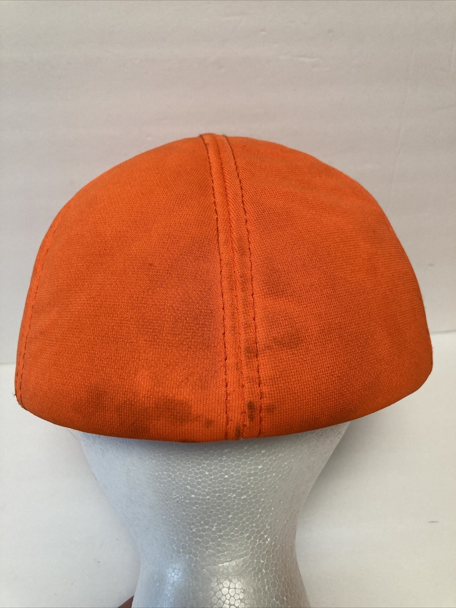 Vintage Orange Hunting Hat Cap w/Ear Flaps Lot of Size (1