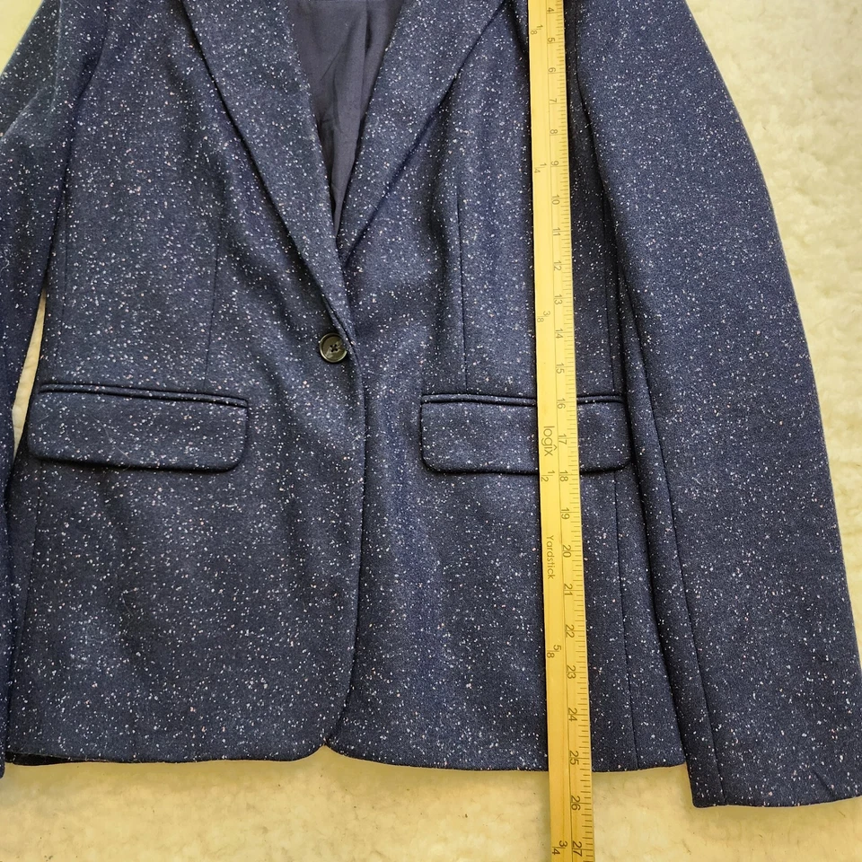 Chaqueta Blazer Loft 8 Moteada Azul Marino Academia Oficina Forrada Preppy Dinero Antiguo Foto 2 de 4