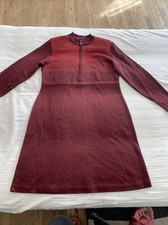 New Vtg LIZ CLAIBORNE Petite MEDIUM burgundy Knit Dress Removable Shoulder Pads