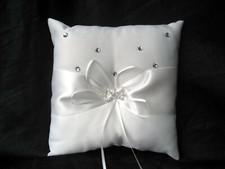 IVORY SATIN WEDDING RING CUSHION/PILLOW BEARER WITH BOW