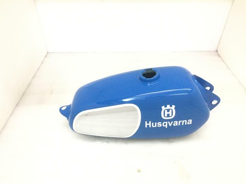 APTO PARA HUSQVARNA 1974 CR 250 WR 250 MAG REPRO TANQUE DE ACERO CROMADO PINTADO AZUL - Imagen 5 de 7