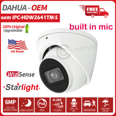 Dahua 6MP 2.8mm Starlight IP Camera IPC-HDW2641TM-S oem POE Built in Mic IR SMD+