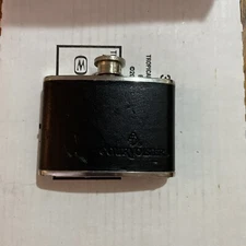 Courvoisier Cognac 4oz Flask Stainless Steel 2009 Silver Black Screw Top 4x3 In