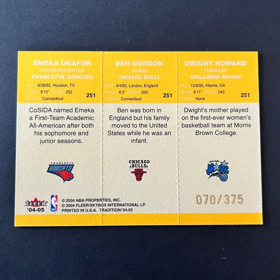 2004-05 Fleer Tradition Draft Day Rookies Okafor Gordon Dwight Howard /375 - Image 2 of 2