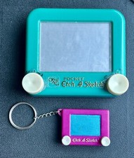 2 Ohio Art Pocket Etch A Sketch Magic Screen Mini Travel Size Toy VINTAGE G
