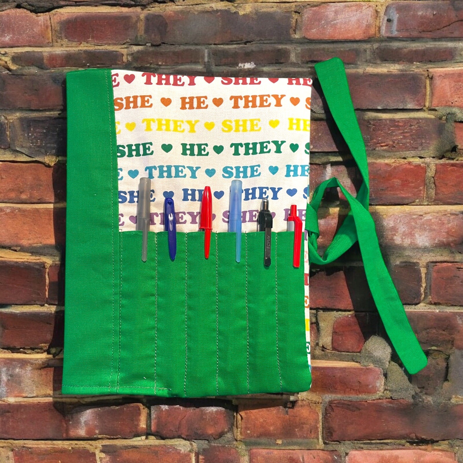 Fabric Notebook Cover in Green for He She They Design  