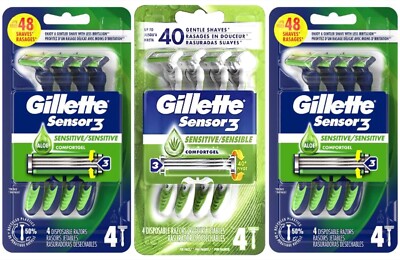 12 Gillette Sensor3 Sensitive Men s Disposable Razor ComfortGel (3pks/4ct each)